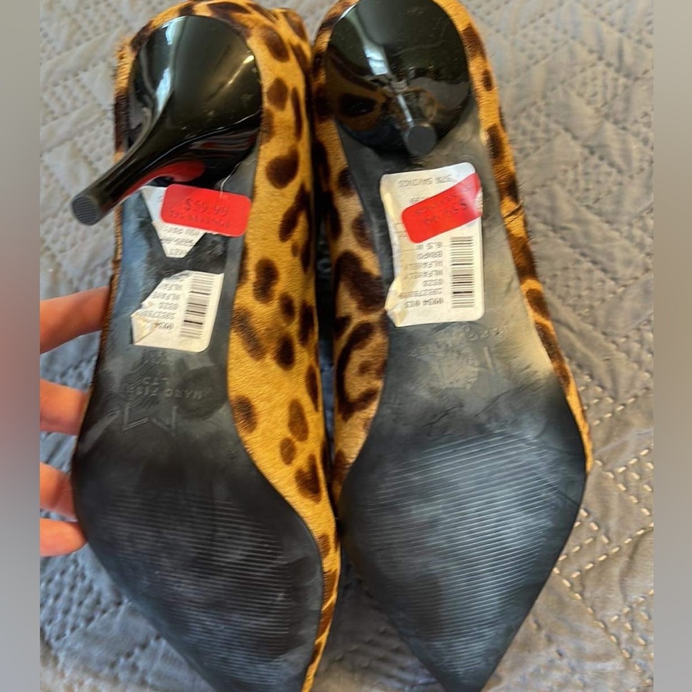 Marc Fisher Leopard Print High Heel Booties Sz 6.5 - image 3